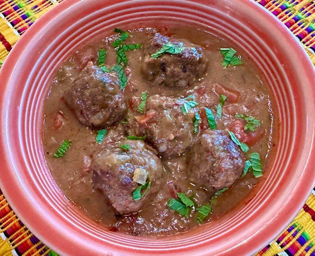 Sopa de Albondigas in a bowl.