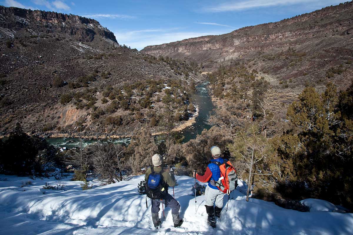 Hikers at the Rio Grande del Norte National Monument in New Mexico.
